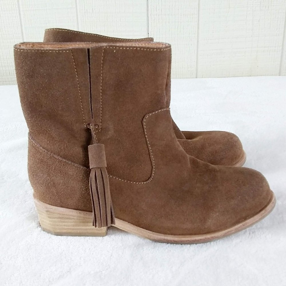 Fiel Brown Suede Ankle Boots Booties Tassel